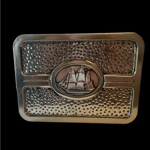 Vintage 1990 Hammered Old Spice Metal Tin Storage Container Made in England